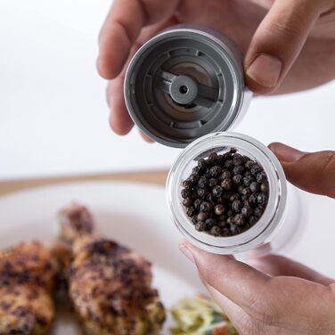 Мельниця для солі та перцю Cole & Mason Lincoln Duo, керамічний механізм, акрил, 190мм, сіро-біла
