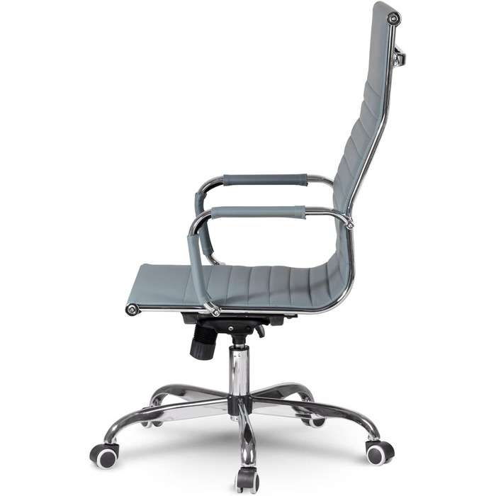 Офісне крісло Tokio з ергономічною спинкою, поворотне, на колесах, з регульованою підголівником, ігрове, для керівника, штучна шкіра, сірий