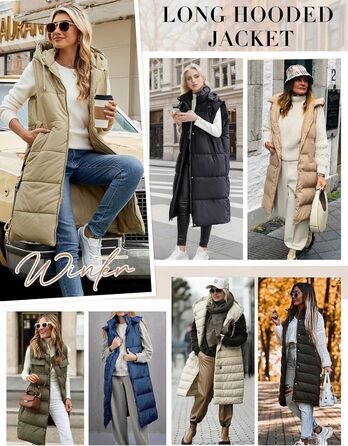 Тепла зимова жилетка Vancavoo з капюшоном, XXL, хакі. Легка стьобана жилетка з пуху для жінок та чоловіків. Перехідна куртка-жилетка на осінь/зиму.