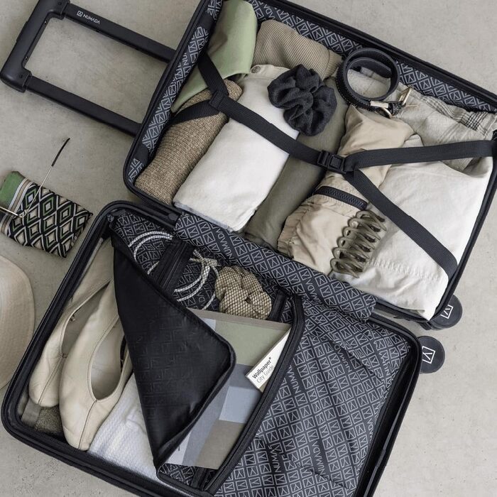 Чемодан ручної поклажі NUMADA PackPro T20 (56x37x22cm) з TSA-замком та 4 колесами. Жорсткий корпус, внутрішні відділення, світло, міцний (Сірий)