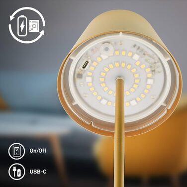 Світлодіодна настільна лампа Briloner бездротова з сенсорним керуванням, димування, регульована висота, нічна лампа, лампа для читання, кемпінгу, акумуляторна, для вулиці, 36x10.5 см