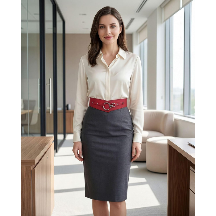 Пояс жіночий BlackButterfly Vintage з регульованою пряжкою, еластичний, червоний, розмір XL