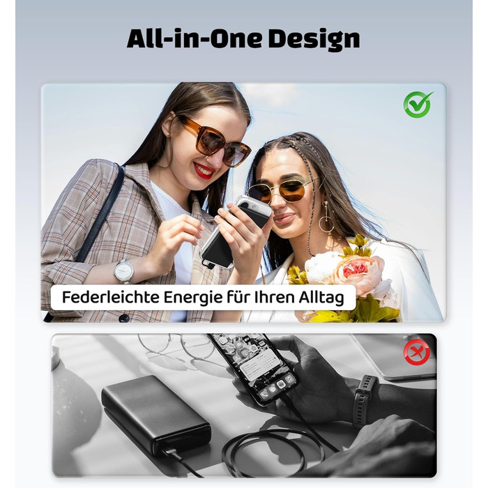 Power Bank Auskang 5000mAh Slim з кабелем для iPhone (до iPhone 14) - Чорний