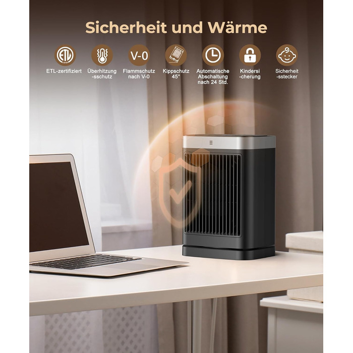 Електричний обігрівач PTC керамічний 2000W з термостатом, 75° обертання, 3 режими, таймер, захист від перегріву та перекидання