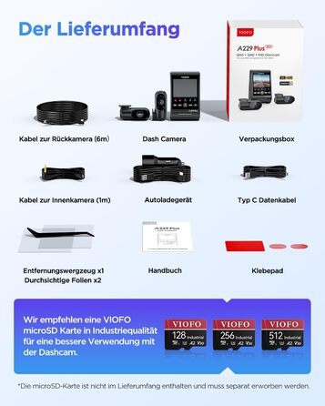 Відеореєстратор VIOFO A229 Plus 2K+2K+1080P, 3 камери, STARVIS, HDR, GPS, Wi-Fi 5GHz, нічна зйомка 2.0, голосове управління