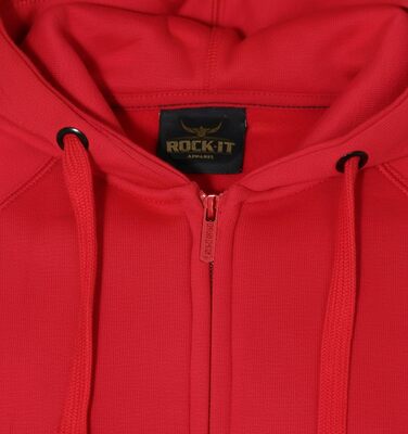 Світшот ROCK-IT з капюшоном Slim Fit для чоловіків, теплий худі на блискавці, ровненький, з флісовою підкладкою, [S-3XL], чорний, червоний, зелений, темно-синій, темно-сірий, сірий (XXL, червоний)