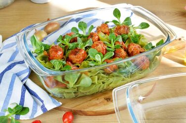 Send casserole dish 5.8 L with lid made of heat-resistant glass, glass cookware, glass roaster