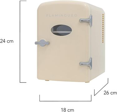 Міні-холодильник Flamingueo 4L: 12V/220V, охолодження та нагрів, для кімнати/столу, бежевий