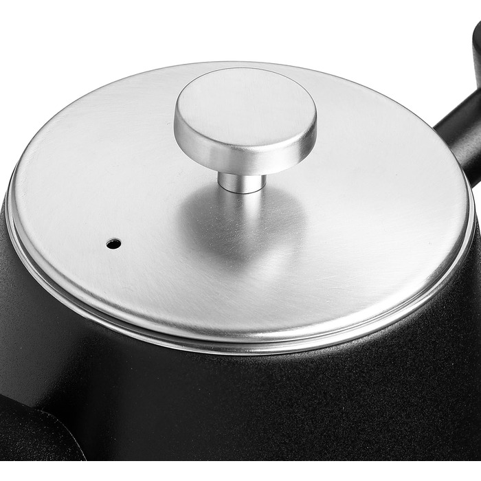 Hanamura Thermo Teapot with Infuser - Stainless Steel Teapot, Double-Walled and with Strainer - 1L - Black Metal Teapot - Insulated Thermos Modern Design