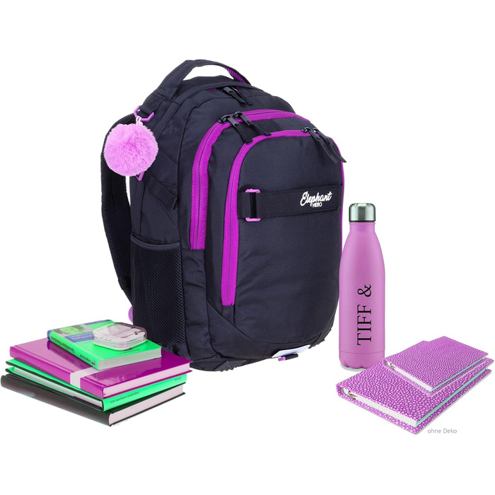 Дитячий рюкзак Elephant Hero Signature з дощовиком для дівчаток (Lila Violett Black)