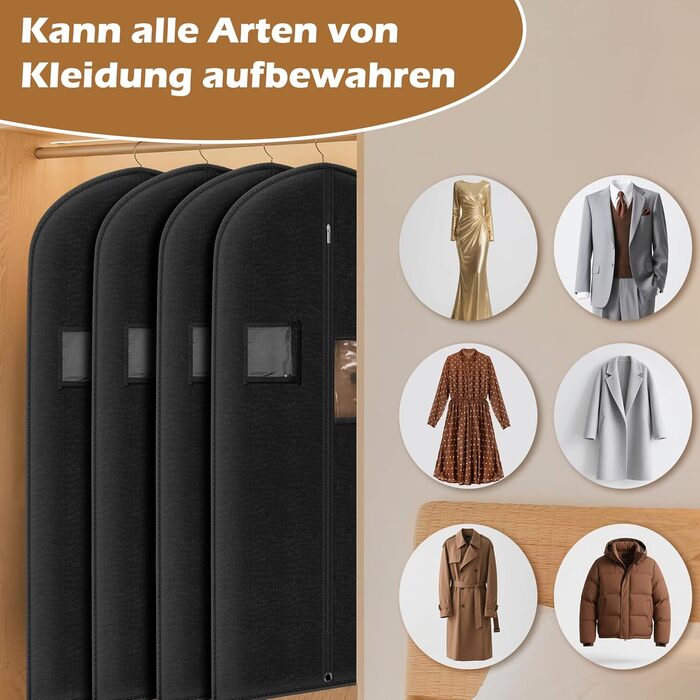 Чохли для одягу чоловічі 100x60 см, набір 4 шт. для костюмів, жакеток, сорочок + 2 мішечки для взуття. Дихаючі захисні чохли з блискавкою для подорожей та зберігання.