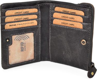 Benthill Small Wallet - Genuine Leather - Women's Wallet with RFID Protection - 6 Card Slots - Slim Wallet including Gift Box, Color: Gray
