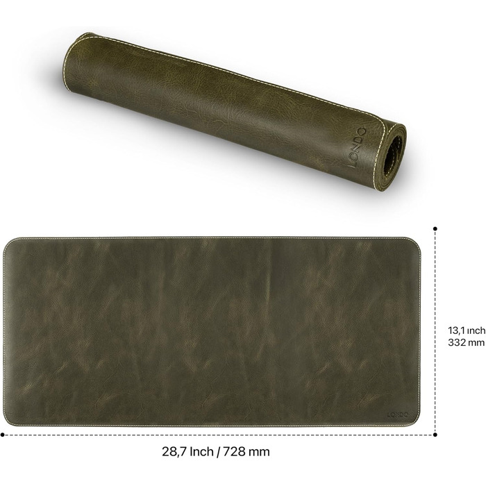 Килимок для миші Londo Echtleder, великий, зелений – шкіряний килимок на стіл з нековзкою основою та гладкою поверхнею