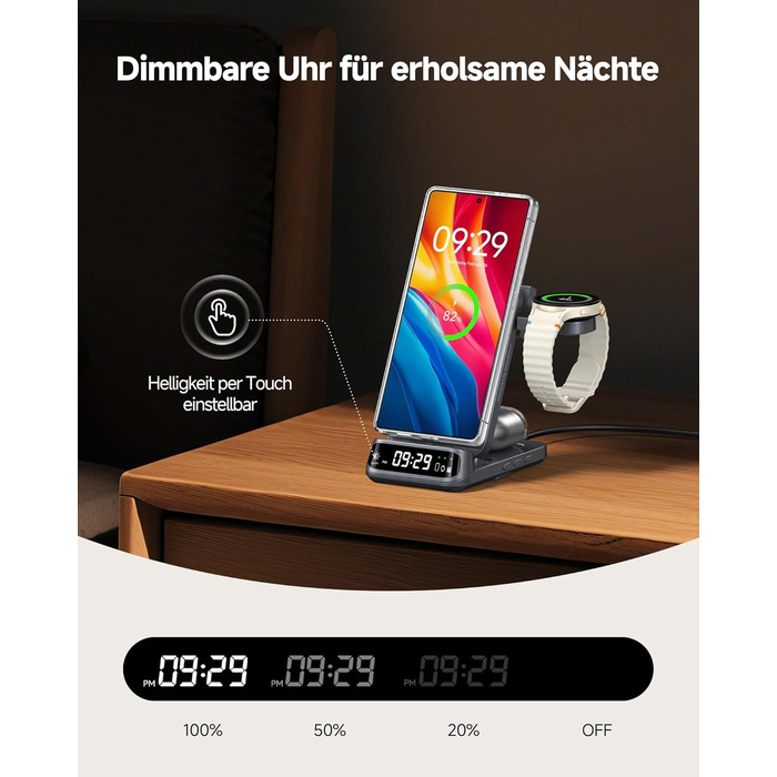 Зарядна станція SwanScout магнітна 3-в-1 для Samsung Galaxy S25 Ultra/S24/Z Flip 7/Z Fold 7, годинник Samsung Watch 8 Classic/8/Ultra/7, навушники Galaxy Buds 3, SwanScout 708SM