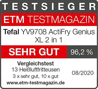 Аерофритюрниця Tefal ActiFry Genius XL 2в1, 1,7 кг, 9 програм, для 8 осіб, з мішалкою, без олії, чорна