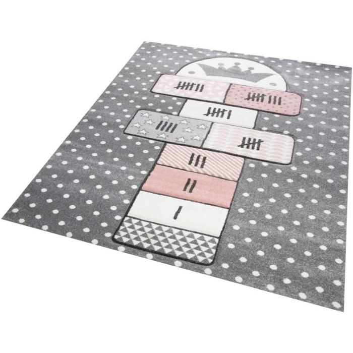 Дитячий килим Merinos Hüpfspiel, ігровий килим-батут, сіро-рожево-кремовий, 120x170 см
