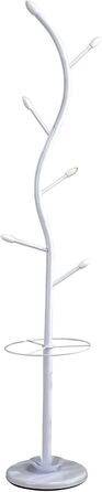 IDIMEX Clothes Rack Coat Stand Triana with 6 Clothes Hooks and Umbrella Stand, White Lacquered