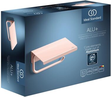 Тримач для туалетного паперу Ideal Standard Alu+ з кришкою, з переробленого алюмінію, приховане кріплення, колір Рожевий (150x114x95 мм)