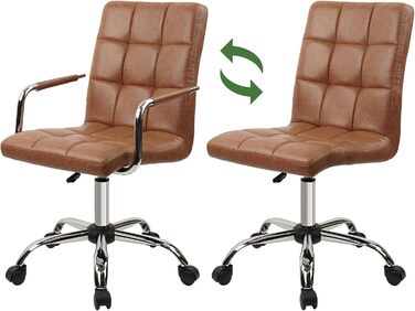 Крісло офісне CLATINA, шкіра, 160 кг, ергономічне, 360°, регульоване, з підлокітниками, для дому/офісу, коричневе (1 шт.)