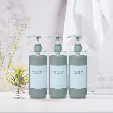 Набір дозаторів для душу Goyiseе, 3 шт, сірий (для мила та шампуню)