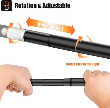 Штанга для душу, штанга для завіси для душу L-подібної форми, розширювана штанга з нержавіючої сталі 304 для ванної кімнати, без свердління (90-130см x 90-130см, Чорний)