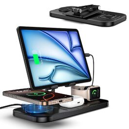 4-в-1 Бездротова зарядка для iPhone 16 Pro Max/15/14, iPad, Apple Watch та AirPods Pro (Чорний)