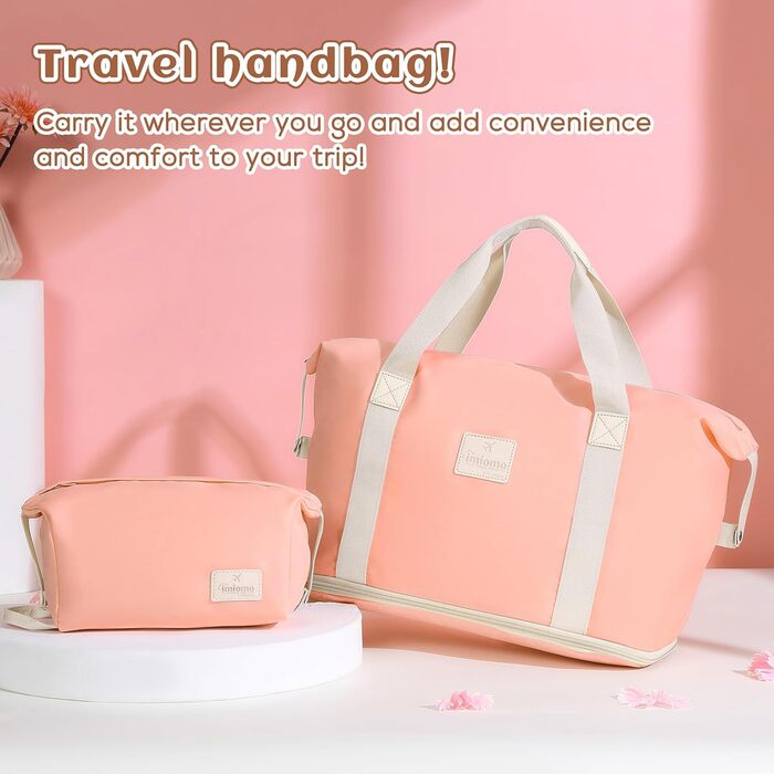 Набір валіз Joyway: велика валіза з ABS-пластику, 4 колеса, TSA-замок, сумка для ручної поклажі та кульбага (Рожевий)