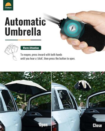 Чакіпі - парасолька велика, стійка до вітру, компактна для подорожей, автоматична, для жінок та чоловіків, UV-захист, блакитна, діаметр 97 см, 8 спиць