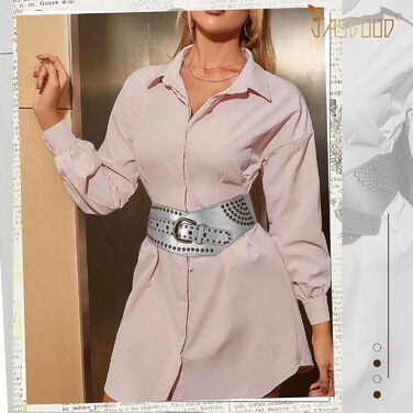 Жіночий вінтажний широкий еластичний пояс JASGOOD з пряжками, стрейч-пояс для карнавалу та косплею, 95 см (для талії 93-104 см), срібний, 75 см (для талії 69-79 см)