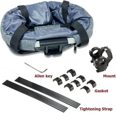 Складаний водовідштовхуючий кошик на кермо велосипеда, знімний, алюмінієвий каркас, для собак та котів, для походів, пікніків, покупок (Чорний) (Сірий A)