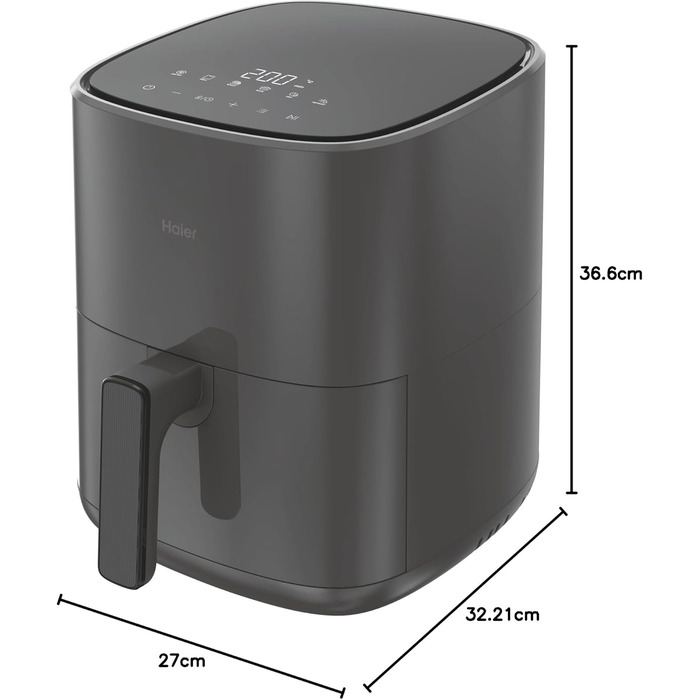 Фритюрниця Haier з LED-дисплеєм, 6 програм, 5л, 1500W, без олії, для 4 осіб, HAF5P