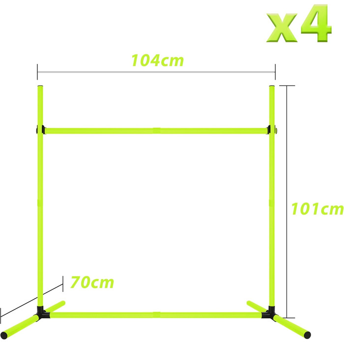 Набір для аджиліті для собак: перешкоди, стрілки для слалому, обладнання для тренувань. Регульована висота, 104x70x101 см, зелений