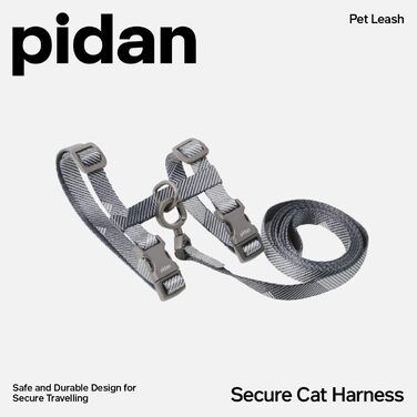 Нашийник та поводок для котів Pidan, XL, вибухозахисний, регульований, для великих та маленьких котів, легкий, м'який, багато кольорів, розмір XL (сірий), обхват шиї 24-39 см, обхват грудей 55-55 см