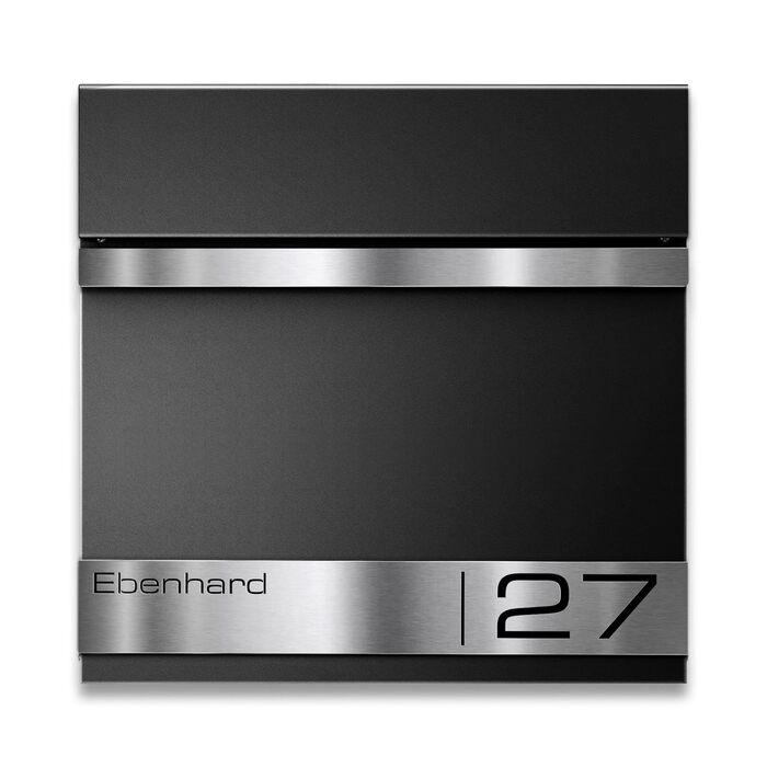 Поштова скринька Metzler Premium Stencil Anthrazit з газетницею та табличкою для імені - настінна, нержавіюча сталь V2A з порошковим покриттям RAL 7016