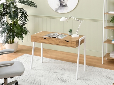 Прямокутний письмовий стіл Mebel-Partner 100 x 45 x 75 см, білий/золотий дуб