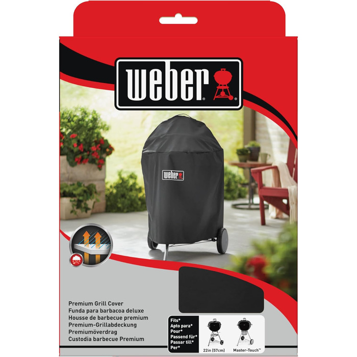 Чохол для гриля Weber Premium Ø57 см, водонепроникний, захист від УФ і дощу, дихаючий, з липучками, чорний