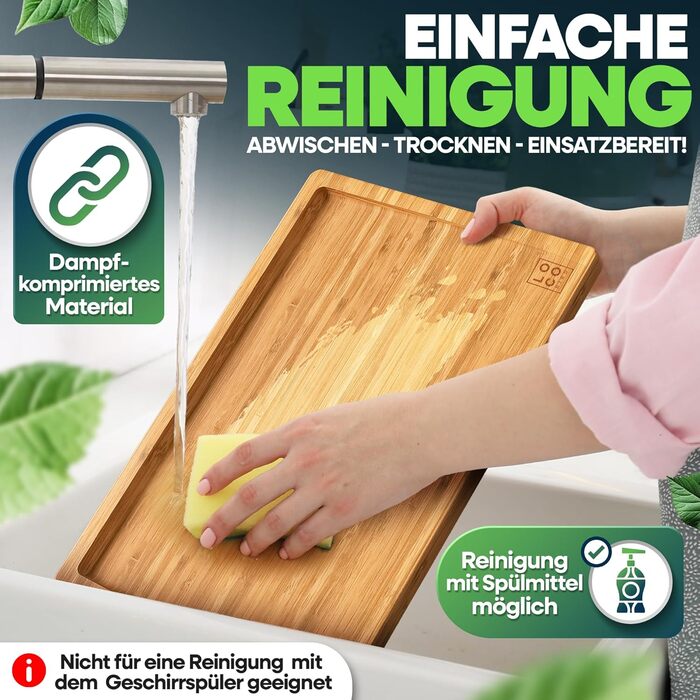 Loco Bird Cutting Board Wood 45x30x2cm – Large Wooden Board for the Kitchen, Cutting Board with Juice Groove, Knife-Friendly Wooden Cutting Board, Bamboo Board, Cutting Board Wood, Chopping Board, Kitchen Board