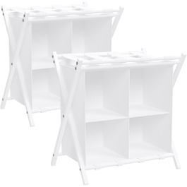 aboxoo 2-Pack Luggage Rack with Storage, Guest Room, Folding, Holds up to 54.4 kg, Space-Saving Suitcase Racks for Guest Rooms, Bedrooms, Hotel, Black (White, 2 Pieces)