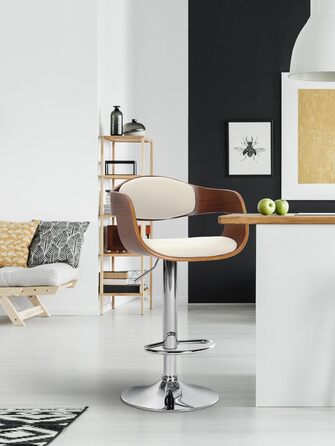 Kingston Adjustable Bar Stool with Faux Leather Seat - Walnut/White Finish