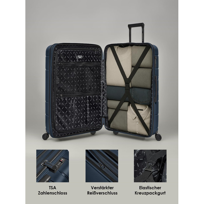 Набір валіз REDOLZ Essentials 11 Trolley Set 3-teilig Midnight Blue (56 см) – розширюваний