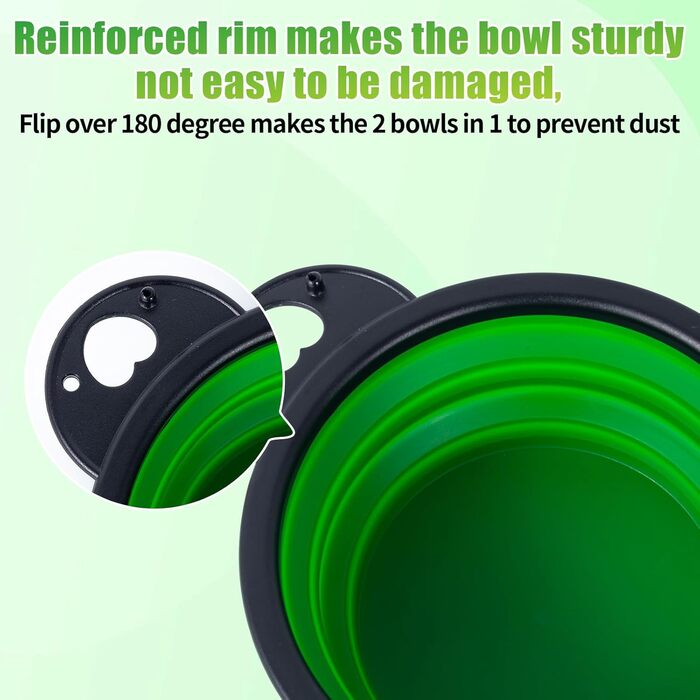 Складаний миска для собак SLSON, подвійний набір, для подорожей, прогулянок, активного відпочинку (зелений)