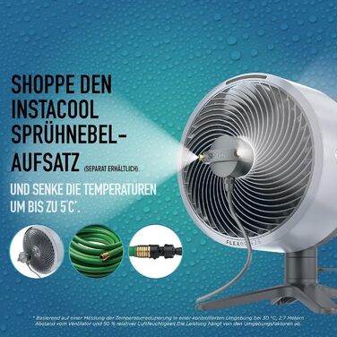 Вентилятор Shark FlexBreeze TableMate FA150EU: акумуляторний, для дому та вулиці, до 24 годин роботи, швидке охолодження, радіус дії 20 м, тихий, 5 швидкостей, осциляція, з пультом керування