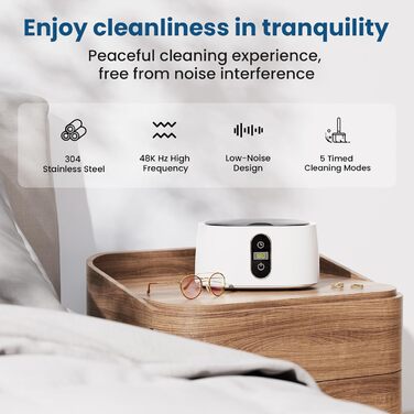 Ультразвукова мийка KECOOLKE для ювелірних виробів, окулярів та монет - Sonic Cleaner з цифровим таймером (кремовий)