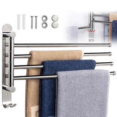 Поворотний вішак для рушників у ванну кімнату, настінний тримач-гачок