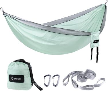 Гамак для відпочинку на двоє | 300 кг | Гамак-матрас з комплектом кріплення | Наметний гамак з нейлону | 290x170 см (м'ятний)