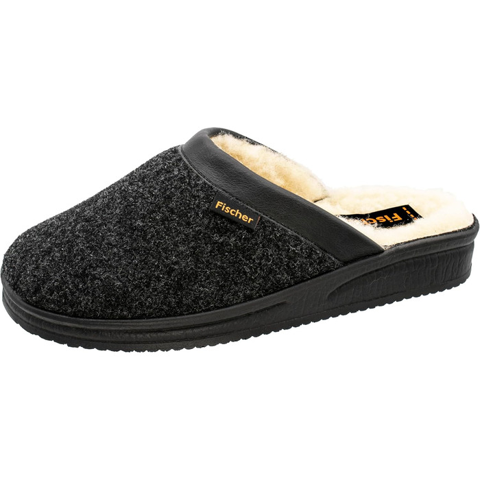 Чоловічі домашні тапочки Fischer з теплою підкладкою, повсть, 204609, 43 EU, чорний, антрацит, 205