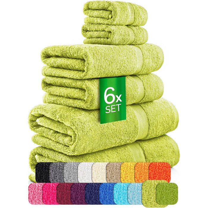 Набір рушників éTérea Carli Frottee: 6 шт. (2х70x140 см + 4х50x100 см), 100% бавовна, Oeko-Tex, 500 GSM, графіт/бірюзовий