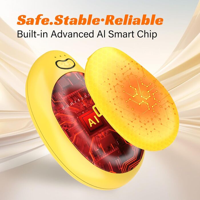 Електричні грілки для рук 2 шт. з акумуляторами 8000 mAh, USB, 3 режими, для зими, жовті