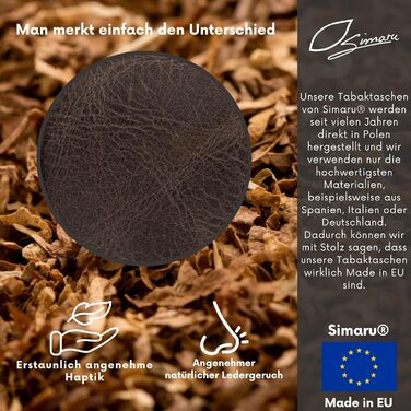 Leather Tobacco Pouch for 30g Tobacco Bags, Genuine Leather Rolling Pouch including Filter Compartment and Rolling Papers Holder (Dark Brown)