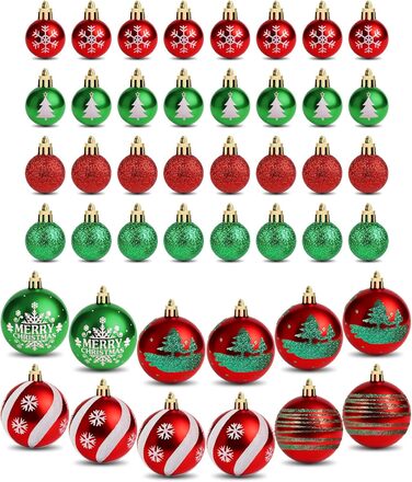 Набір прикрас на ялинку Ilauke, 44 шт. Ялинкові кулі пластикові червоно-білі, 3 та 6 см. Декорації для ялинки, різдвяний декор, вечірка, дім, весілля, Різдво, червоний, білий